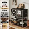 Estante de Canto Vintage de Chão para Discos e Revistas, Armário Lateral Retro para Sofá, Armário de Armazenamento Embutido na Parede
