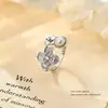 Anel Aberto Pérola Flor Design de Nicho Feminino Retro Cool Temperamento Anel para Dedo Indicador Acessórios Anel