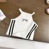 Colete de Verão para Meninas, Marca Tendência Infantil Estilosa, Estilo Little Chanel, Listrado com Laço, Camisola Curta Fashion