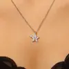 Elegante Colar Feminino com Zircônia Inlaid Estrela Lua Joia Nova Transfronteiriça Vazado Rosto Sorridente Estrela Lua Corrente da Clavícula Mulheres