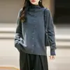 Cardigan de Tricô 100% Lã com Gola Reversível e Botões, Estilo Old Money, para Mulheres, Jovem e Estiloso, Caimento Solto, Tamanho Grande, Casaco Suéter Quente