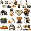 Abóbora Morcego Popular Decoração de Festa de Halloween Teia de Aranha Ornamento Pendurado Espiral Feliz Halloween Decoração de Madeira