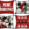 Funda de Almohada Caliente Nueva de Amazon Funda de Almohada Navideña Nueva Material de Lino Venta Directa de Fábrica