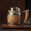 Taza de Cerveza de Resina con Forma de Barril de Madera Taza de Cerveza de Acero Inoxidable con Imitación de Madera Taza con Forma de Barril Taza con Forma de Tambor Cafetera Taza de Barriga