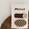 Otoño e Invierno Marrón Puntos Ondulados Cuadros Lazo Combinación de Pasador para el Cabello Infantil Pasador para Bebé Pinza Lateral Pinza para el Flequillo