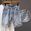 2024 Nuevos Shorts de Mezclilla para Hombre Marca de Moda Pantalones de Cinco Cuartos Sueltos Rectos Juventud Pantalones de Media Pierna Pantalones de Chándal Personalizados para Hombre
