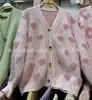 2026 Nuevo Cardigan de Punto Imitación Lana de Visón con Patrón de Corazones Pequeños para Otoño/Invierno para Mujer, Abrigo Suéter Dulce Holgado Estilo Coreano, Ropa Exterior de Moda para Mujer