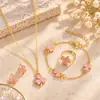 Estilo Coreano Nuevo Trébol Moda Aretes de Tachuela Suerte Collar Pulsera Anillo Set de Joyería Más Vendido Adornos Fábrica