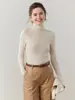 Suéter Fino de Lana para Mujer Cuello Alto Delgado Delgado Invierno Color Sólido Tejido Interior Manga Larga Camisa Base de Lana