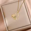 Colar da Sorte para Mulheres com Pingente de Coração, Cobre Micro-Incustado com Galvanoplastia de Ouro Real, Corrente Simples para Clavícula Estilo Ins Tendência Exquisita Colar Atacado