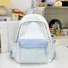 Mochila Patchwork de Puntos de Estrella Blancos Cremosos de Ensueño, Mochila de Estilo Fresco para Compras de Verano y Visitas a Tiendas de Hada Suave