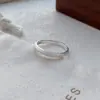 Anel Casal S999 Prata Pura Jateada Gipsofila Design Simples de Nicho Par de Anéis Abertos de Alto Padrão