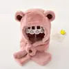 Chapéu de Inverno Infantil Cachecol de Bebê Tudo-em-Um Chapéu Fofo de Pelúcia Acolchoado Quente de Inverno para Bebê Chapéu Super Fofo com Proteção para Orelhas