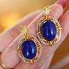 Aretes Vintage Chapados en Plata Esterlina Cara de Huevo Estilo Hong Kong Diseño Nicho de Alta Gama Aretes de Piedra Natural Aretes Joyería para Mujer