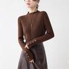 Simples e elegante suéter de meia gola alta feminino 2024 outono e inverno novo slim-fit emagrecimento suéter interno base camisa top