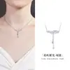 Colar Pingente Borla Flor Esmalte Frio Prata de Lei S925 para Mulheres, Corrente de Clavícula Elegante de Luxo Leve Estilo Nicho de Alta Qualidade