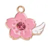 Accesorios DIY Frescos y Sencillos Colgante de Alas de Flor de Cerezo Joyería de Aleación con Goteo de Aceite Collar Pulsera Pendientes Cuentas Venta al por mayor