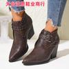 Zapatos de Moda Europeos y Americanos con Hebilla 2025 para Mujer, Tacón Grueso de Punta Puntiaguda en 4 Colores, Tallas Grandes, Zapatos de Tacón Alto para Mujer, Estilos de Primavera y Otoño