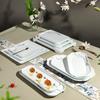 Vajilla de Melamina Imitación Porcelana Creativa con Vetas Doradas Plato para Cocinar Engrosado Doble Comercial Comida Rápida Plato Rectangular Plato Cuadrado para Banquete