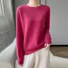 Suéter de cuello redondo simple color liso punto osmanthus para mujer otoño e invierno Nuevo holgado casual para commuting tejido de lana completa manga larga