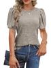 Tops de Manga Corta Acanalados Sueltos de Color Puro Casuales de Verano Nuevos Transfronterizos Europeos y Americanos para Mujer