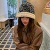 Sombrero de pescador tejido a mano de punto grueso de color mixto para otoño e invierno, sombrero de cubo de lana cálido de estilo coreano ins moderno, versátil para mujer