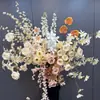 Decoración de boda arreglo de pared de flores artificiales color champán fondo de escenario tablero KT arreglo de suelo flores artificiales