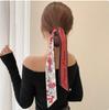 Cinta Decorativa Larga Estilo Francés Vintage Corea del Sur Goma para el Cabello Bufanda de Seda Cinturón para el Cabello Cinta Delgada Bufanda para el Cabello de Mujer Primavera y Otoño