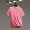 Camisa Polo de Seda Gelada Sem Costura Verão Masculina Manga Curta Gola Polo Marca Tendência Camiseta Camisa Polo Colarinho de Camisa Alta Qualidade