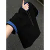 Camiseta Xadrez Color-Blocking Estilo Americano para Homens, Gola Pequena de Verão, Ombros Normais Mangas Curtas, Manga Meia Mão Cleanfit para Casais