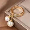 SHEIN TEMU anel de moda transfronteiriço mais vendido de pérola e zircônia de luxo com um design elegante e versátil