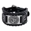 Venda Direta do Fabricante Punk Pulseira de Couro Trançado Retrô Acessórios Populares Transfronteiriços Joia de Mão Masculina em Couro Genuíno Viking Nórdico