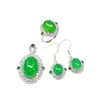 Set de Lujo de Jade Estilo Clásico Set Princesa Diana Set de Tres Piezas de Jade Colgante Anillo Gancho de Oreja Venta al por Mayor