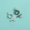 Plata de Ley S925 Colgante de Pluma Anillo de Rueda de Viento Hebilla de Ojal Pulsera de Cuerda Trenzada Pulsera de Cristal Hebilla de Cola Accesorios de Colgante
