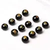 Cuentas Sueltas Populares de Obsidiana Zodiaco Chapadas en Oro para Pulseras y Accesorios Hechos a Mano con Cuentas