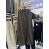 Foto Real 2026 Calça Casual de Lã Versátil Wide-leg Feminina Outono/Inverno Novo Estilo Cintura Elástica Solta Escondendo Defeitos Emagrecimento Calça Longa