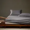 Lençol de baixo com elástico de peça única de algodão egípcio de fibra longa, 100 contagens, Classe A, para dormir nu, cor lisa, todas as estações, lençol de cetim 100% algodão