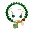 Emerald mulheres novo colar Jasper conjunto mãe corrente pulseira ao vivo de três peças uma geração de pulseira de cabelo