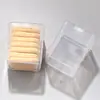 Caixa de Armazenamento para Esponja de Pó de Maquiagem à Prova de Poeira Portátil Quadrada Transparente de Plástico com Cabeça de Gancho Caixa de Joias Multifuncional