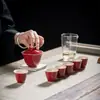 Juego de Té Negro Estilo Dinastías Tang y Song, Juego en Caja Roja de Cerámica para Regalo, Adecuado para Souvenirs, Negocios y Uso Doméstico