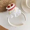 Chapéu de Aniversário Coração de Menina com Bolo de Cereja Faixa de Cabelo Renda Fofa Acessórios de Cabelo Adereços de Foto para Ambiente Cartões de Cabelo