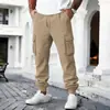 Pantalones Cargo Casuales de Forro Polar Estilo Americano para Hombre de Otoño e Invierno, Pantalones Largos Deportivos Casuales para Hombre con Múltiples Bolsillos y Cordón, 7 Colores
