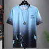 Camiseta de Manga Curta para Homens, Marca Tendência de Verão, Moda Seda Gelada, Estilo Coreano 2026, Camisa Versátil Gradiente de Manga Meia-Manga, Roupa Casual