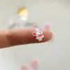 Mini Gatito de Dibujos Animados Accesorios de Resina para Uñas DIY Hielo Transparente Fresa Gatito Accesorios de Uña Portátiles