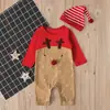 Ropa para niñas Europa y Estados Unidos en primavera, otoño e invierno mono de alce de manga larga traje de escalada ropa ha + Sombrero conjunto de dos piezas ropa para niños ins