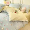 Juego puro de algodón de cuatro piezas, funda nórdica 100% algodón, sábana bajera y sábana encimera, juego de ropa de cama, adecuado para dormitorios de estudiantes, juego de tres piezas