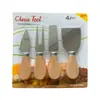 Cuchillo para Queso de Acero Inoxidable al por Mayor Juego de 4 Piezas Mango de Madera Cortador de Crema Cuchillo para Pizza Juego de Cuchillos para Queso Sputter