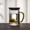 Taza de té de vidrio resistente al calor con separación de té, taza de té engrosada con tapa y filtro, taza de agua personal especial con asa