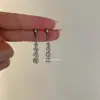Brincos Longos Minimalistas Elegantes e Descolados com Zircônia e Tarrachas de Prata 925 para Mulheres