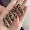 Cuentas Dzi Antiguas Naturales del Tíbet Cuentas Sueltas para Manualidades Accesorios Ágata Negra Cinabrio Cuentas Dzi de Nueve Ojos Pulsera Colgante Collar